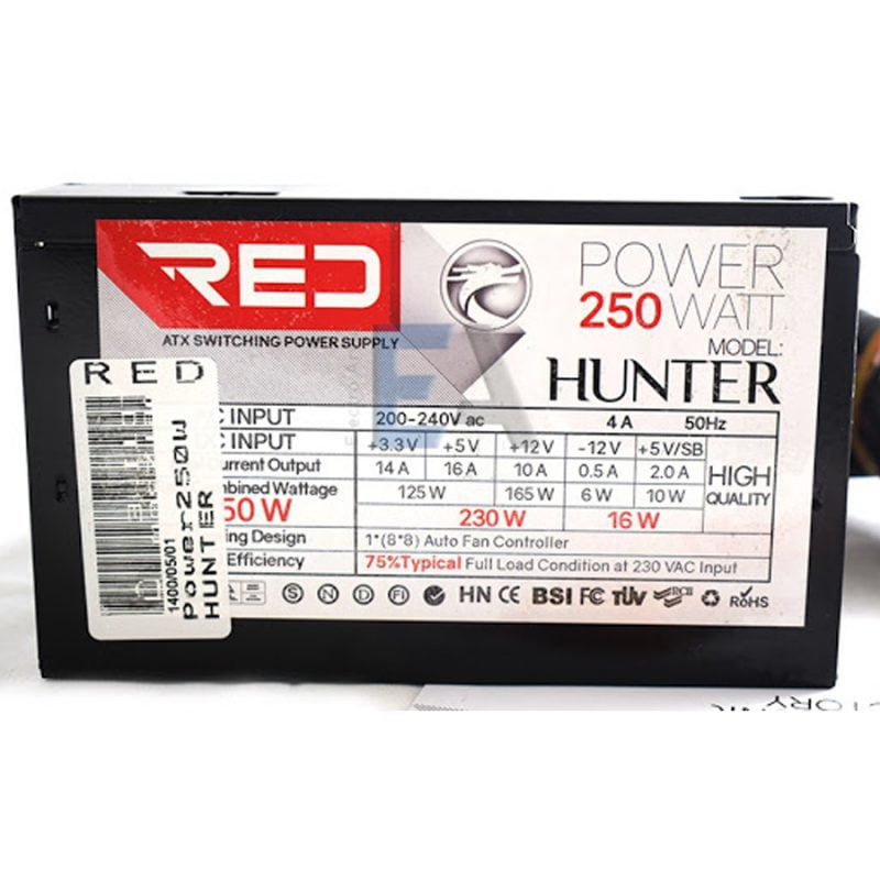 فروش عمده منبع تغذیه کامپیوتر رد مدل Red Raider 250W