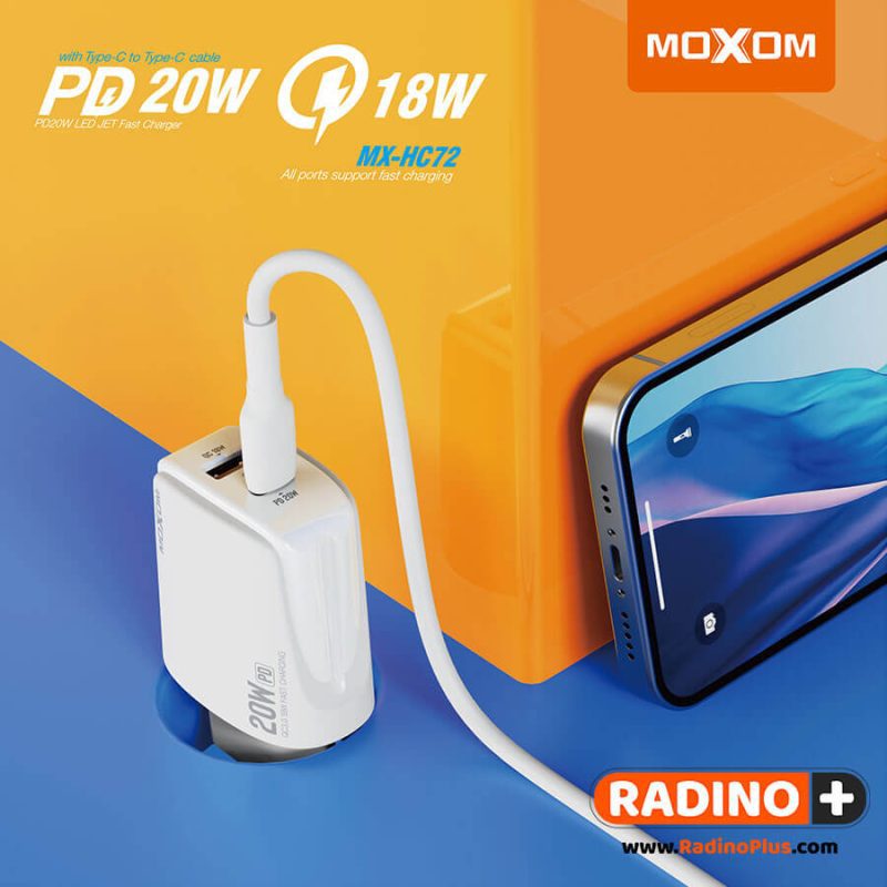 شارژر لایتنینگ فست MX-HC72 PD 20W MOXOM