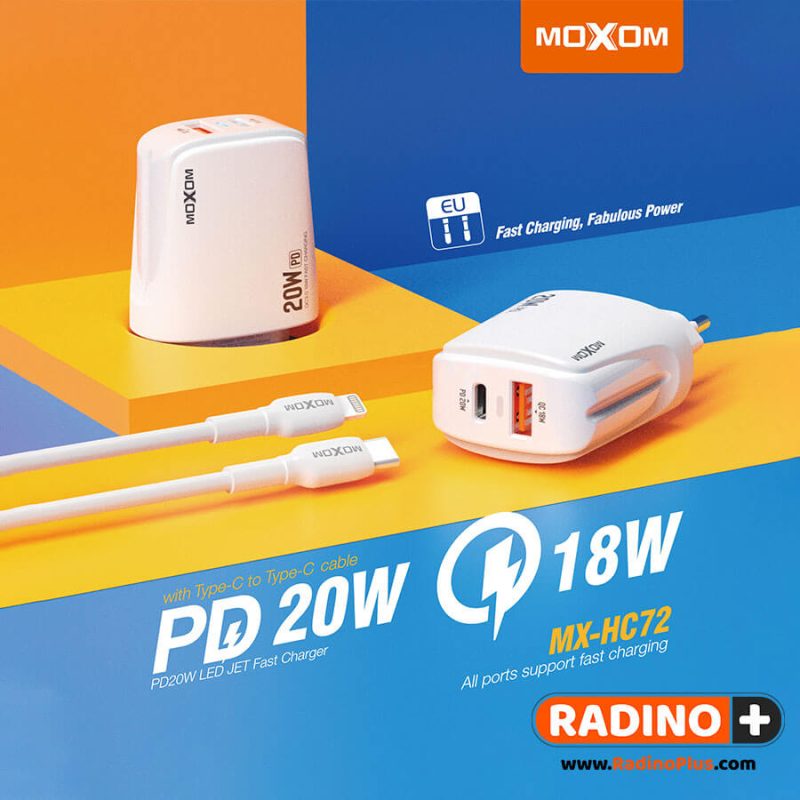 شارژر لایتنینگ فست MX-HC72 PD 20W MOXOM